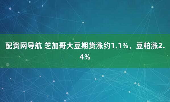 配资网导航 芝加哥大豆期货涨约1.1%，豆粕涨2.4%