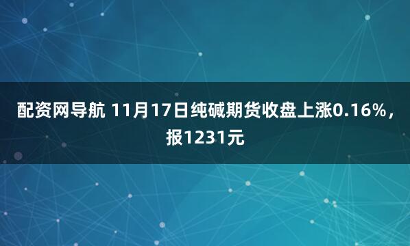 配资网导航 11月17日纯碱期货收盘上涨0.16%，报1231元